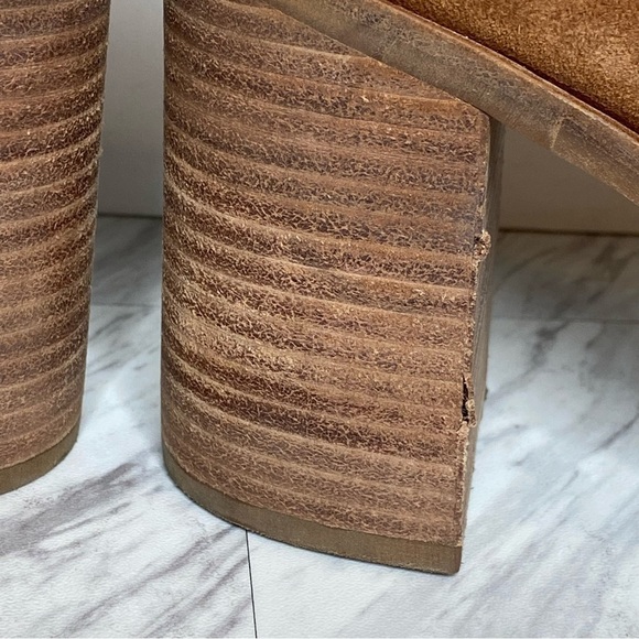 New! Lucky Brand Pinkton Brown Suede Block Heel Bootie 11M - Picture 11 of 16